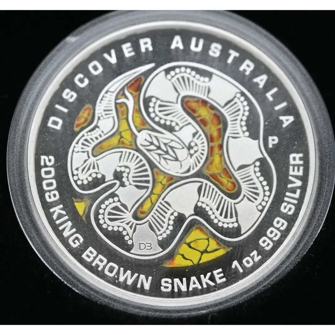Lot 22 — Discover Australia Series - 2009 Brown Snake 1oz Pure Silver Coloured Proof