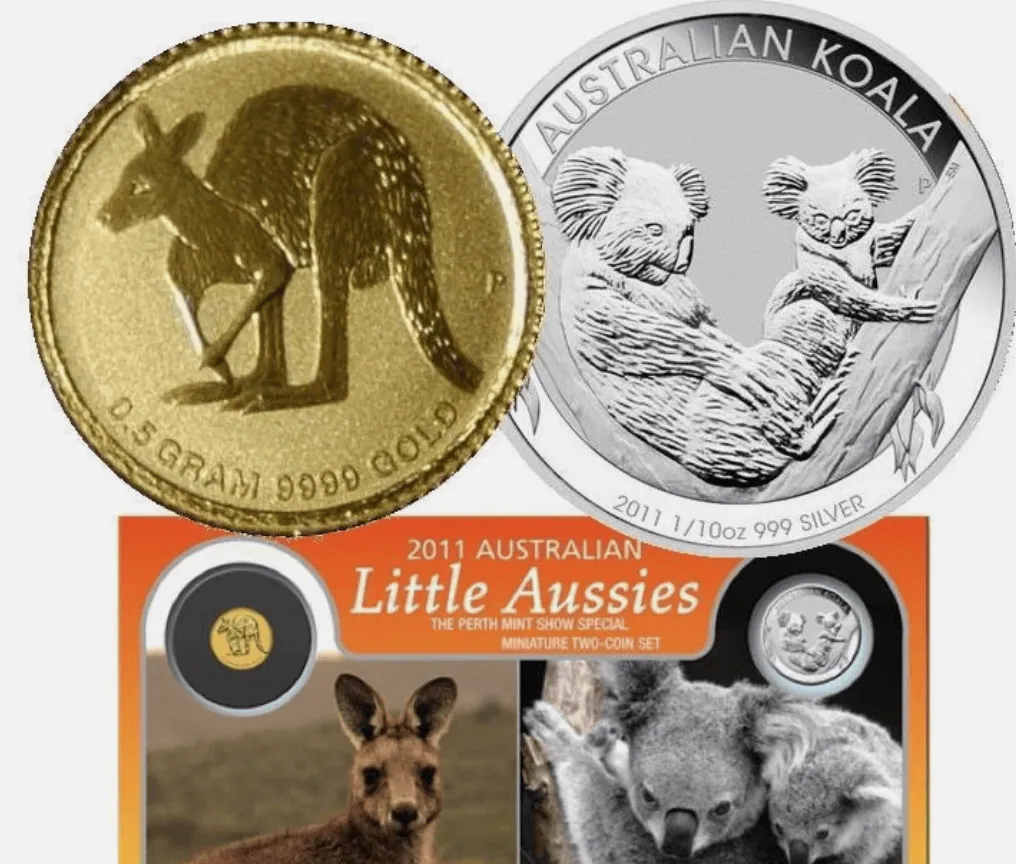 Lot 46 — 2011 Australian Little Aussies Perth Mint World Fair of Money Special 3.135 Silver & 0.5g Gold