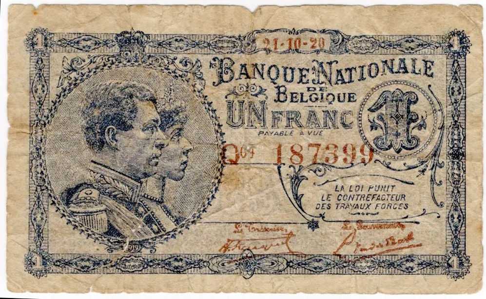 Lot 46 — Belgium, 1920, 1 Franc